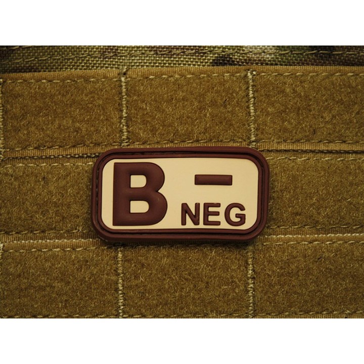 B NEG Rubber tan Bloodtype Patch
