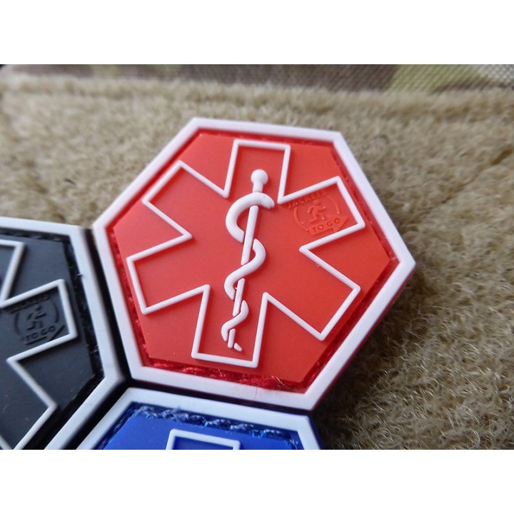 Paramedic Hexagon Rubber Patch Red