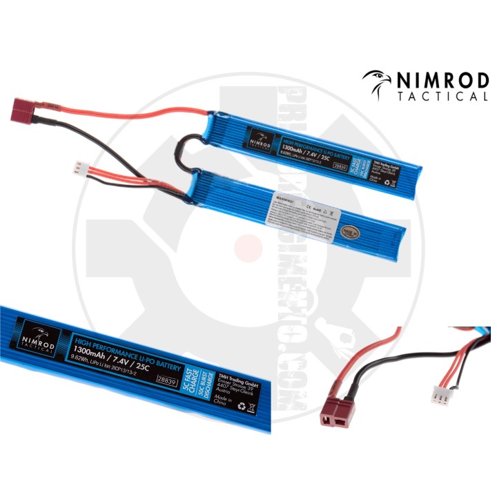 Lipo 7.4V 1300mAh 25C Twin Type T-Plug