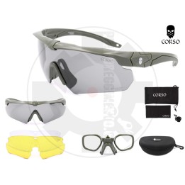Gunner 3 lenti Green - EN166:2002 & ANSI Z87+