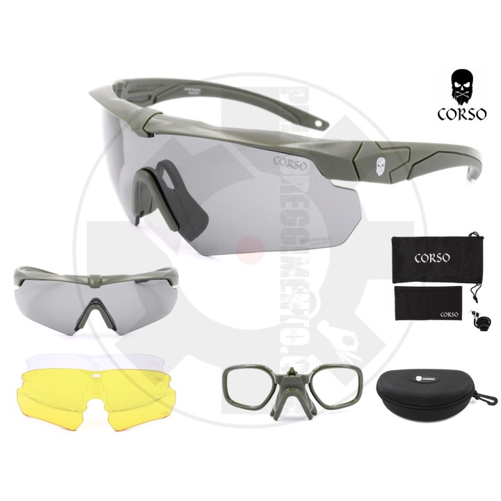 Gunner 3 lenti Green - EN166:2002 & ANSI Z87+