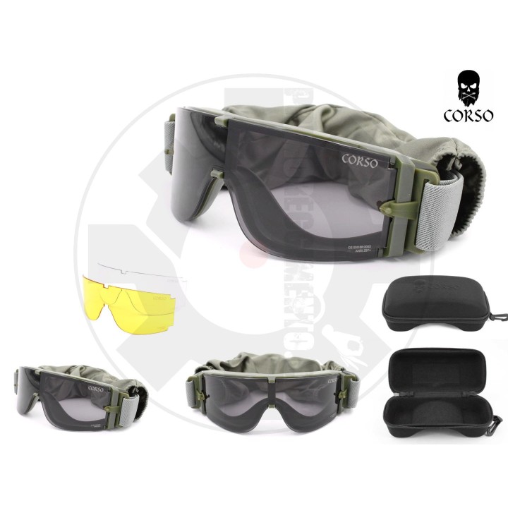 MK800 3 lenti Green - EN166:2002 & ANSI Z87+