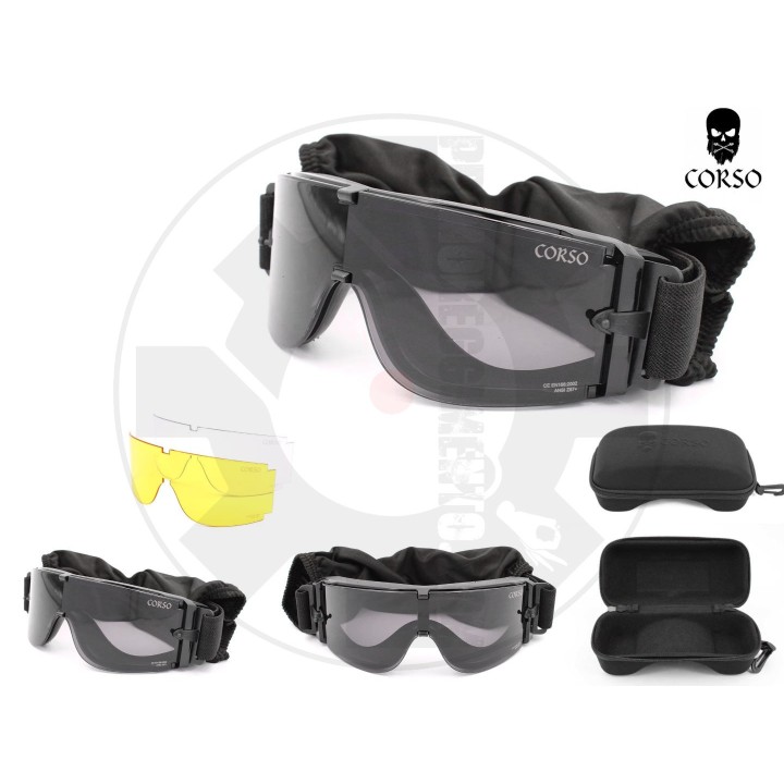 MK800 3 lenti Black - EN166:2002 & ANSI Z87+
