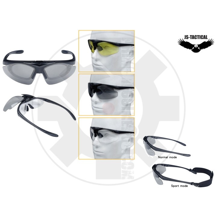 SET Occhiali flipup 3 lenti NERI