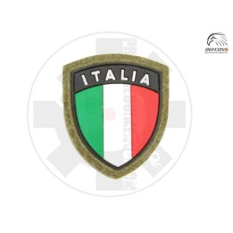 SCUDETTO ITALIA IN GOMMA CON SFONDO VERDE MILITARE