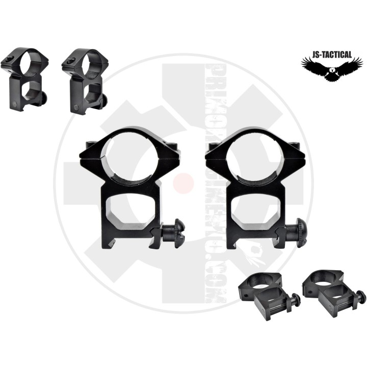 Kit anelli alti 25mm weaver Black