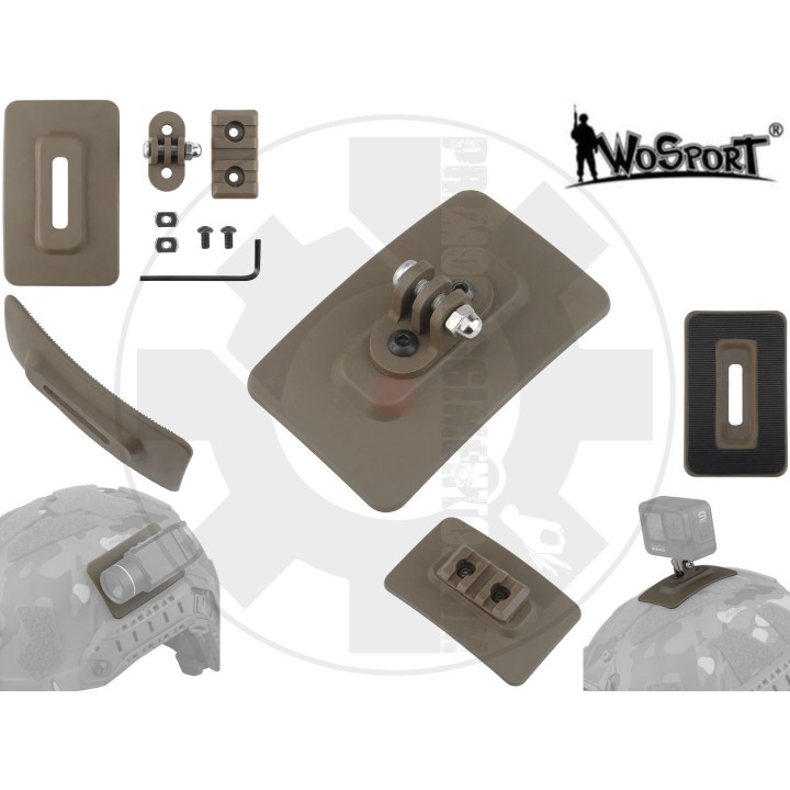ATTACCO SLITTA/GOPRO PER VELCRO ELMETTI DARK EARTH
