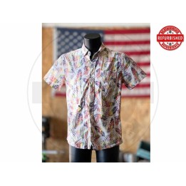 Camicia hawaiana foglie multicolor S USATO