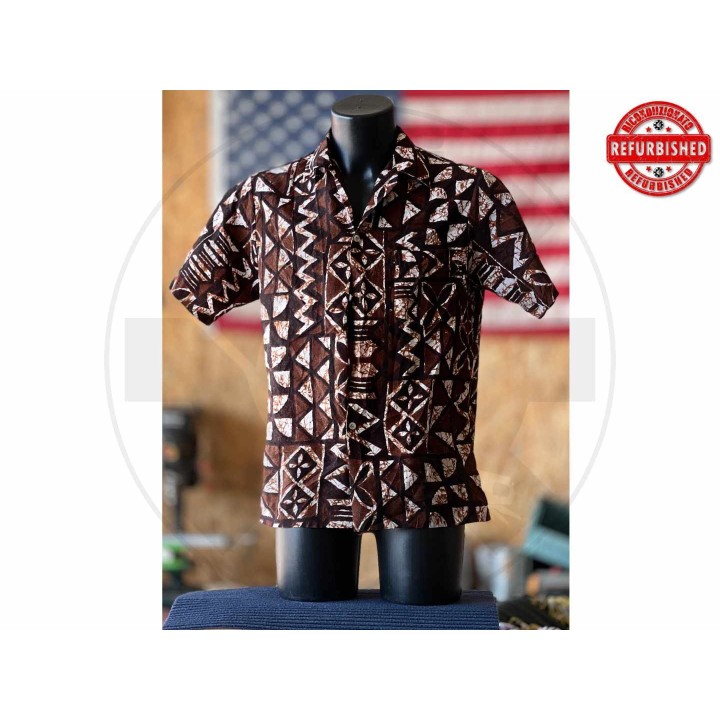 Camicia hawaiana tribale marrone S USATO