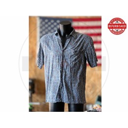 Camicia hawaiana geometrica blu M USATO
