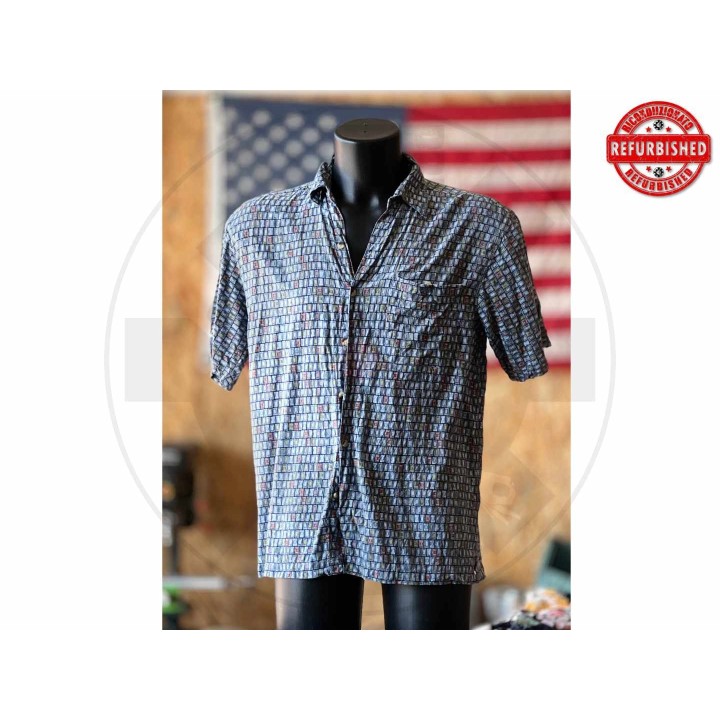 Camicia hawaiana geometrica blu M USATO