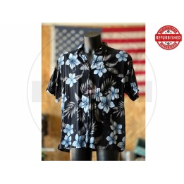 Camicia hawaiana floreale blu Perry Ellis XL USATO