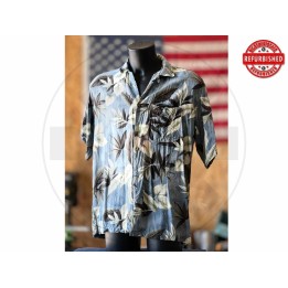 Camicia hawaiana foglie azzurre XL USATO