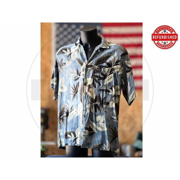 Camicia hawaiana foglie azzurre XL USATO