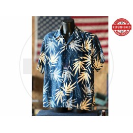 Camicia hawaiana foglie blu 2XL USATO