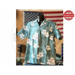 Camicia hawaiana ibisco turchese XL Tall USATO