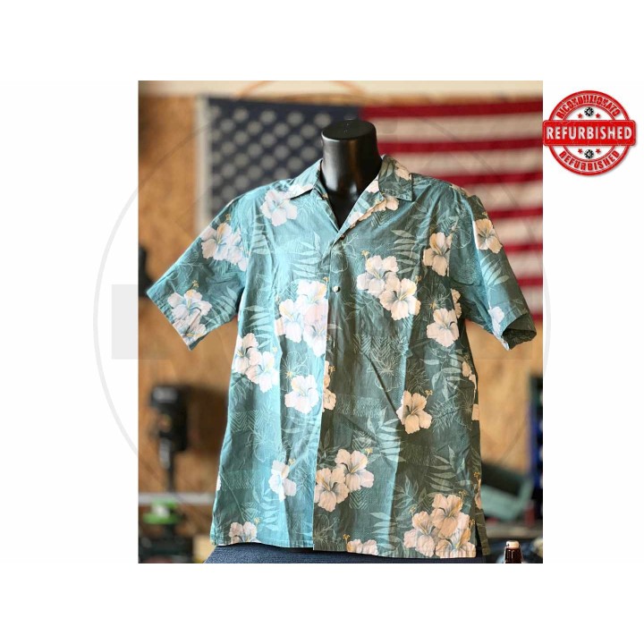 Camicia hawaiana ibisco turchese XL Tall USATO