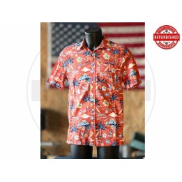 Camicia hawaiana rossa tropicale S USATO