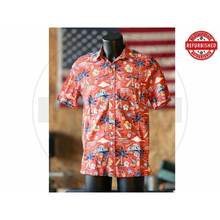 Camicia hawaiana rossa tropicale S USATO
