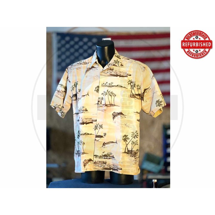 Camicia hawaiana Pierre Cardin beige tropicale L USATO