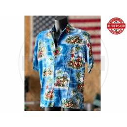 Camicia hawaiana pin up blu L USATO