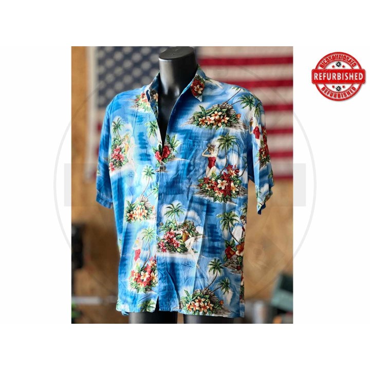 Camicia hawaiana pin up blu L USATO