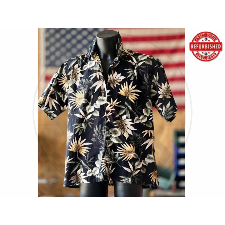 Camicia hawaiana foliage nera L USATO