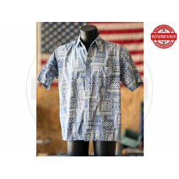 Camicia hawaiana geometrica blu M USATO