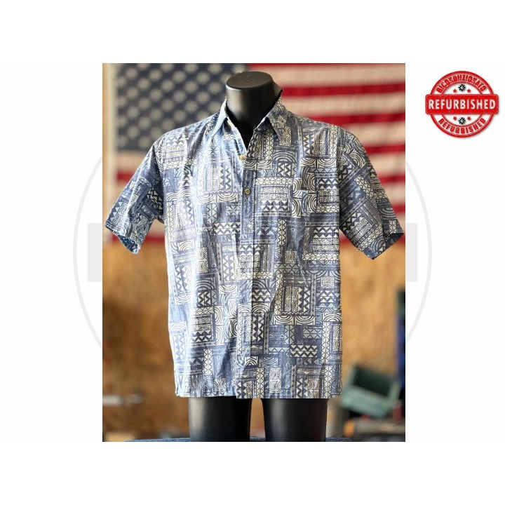 Camicia hawaiana geometrica blu M USATO