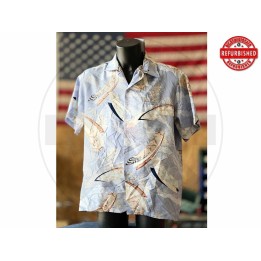 Camicia hawaiana geometrica azzurra XL USATO