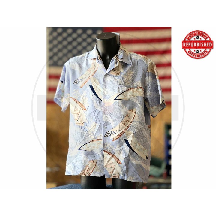 Camicia hawaiana geometrica azzurra XL USATO