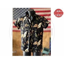 Camicia hawaiana foliage nera L USATO