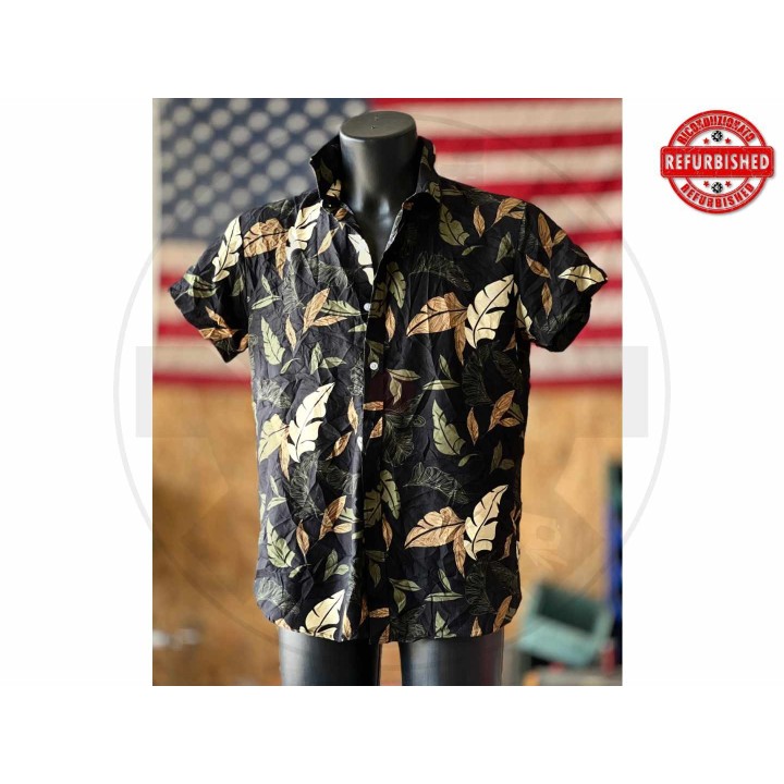 Camicia hawaiana foliage nera L USATO