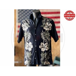 Camicia hawaiana floreale nera L USATO