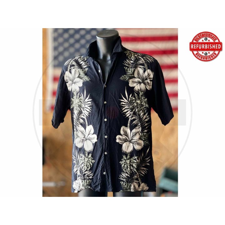 Camicia hawaiana floreale nera L USATO