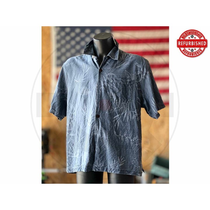 Camicia hawaiana blu jacquard seta M USATO