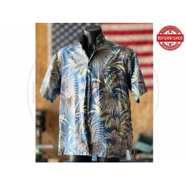 Camicia hawaiana foliage blu XL USATO