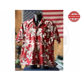Camicia hawaiana foglie rosse XL USATO