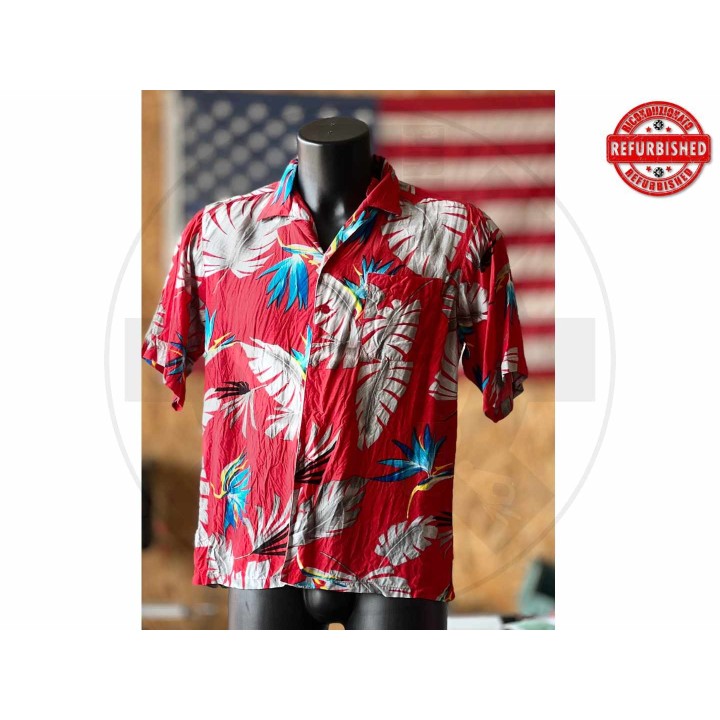 Camicia hawaiana pappagalli rossa L USATO