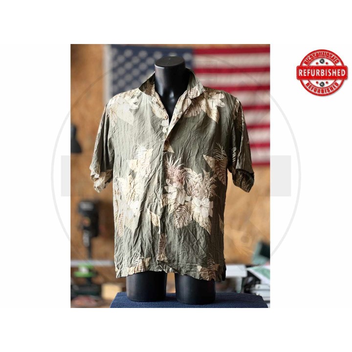 Camicia hawaiana floreale verde M USATO