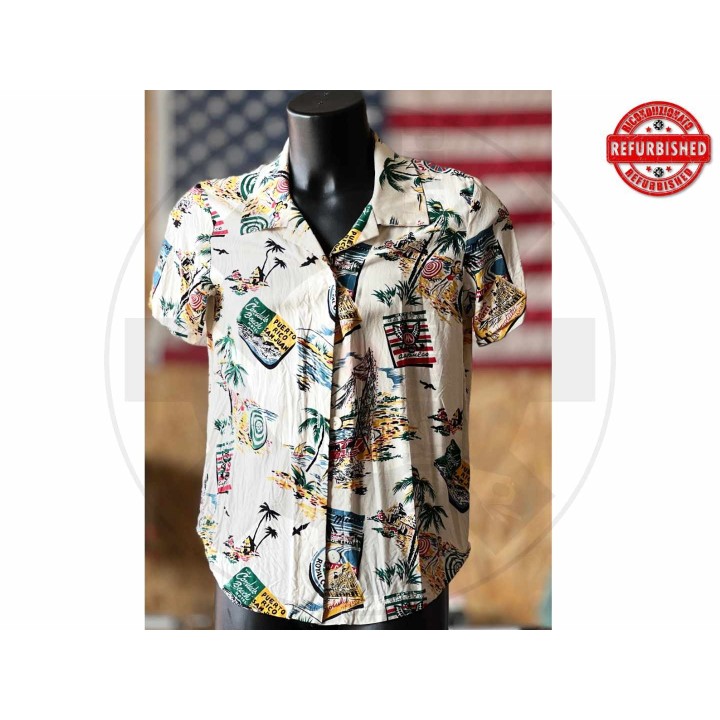 Camicia hawaiana cartoline tropicali M USATO