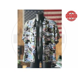 Camicia hawaiana auto americane e hibiscus L USATO