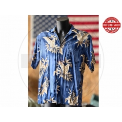 Camicia hawaiana blu foglie...