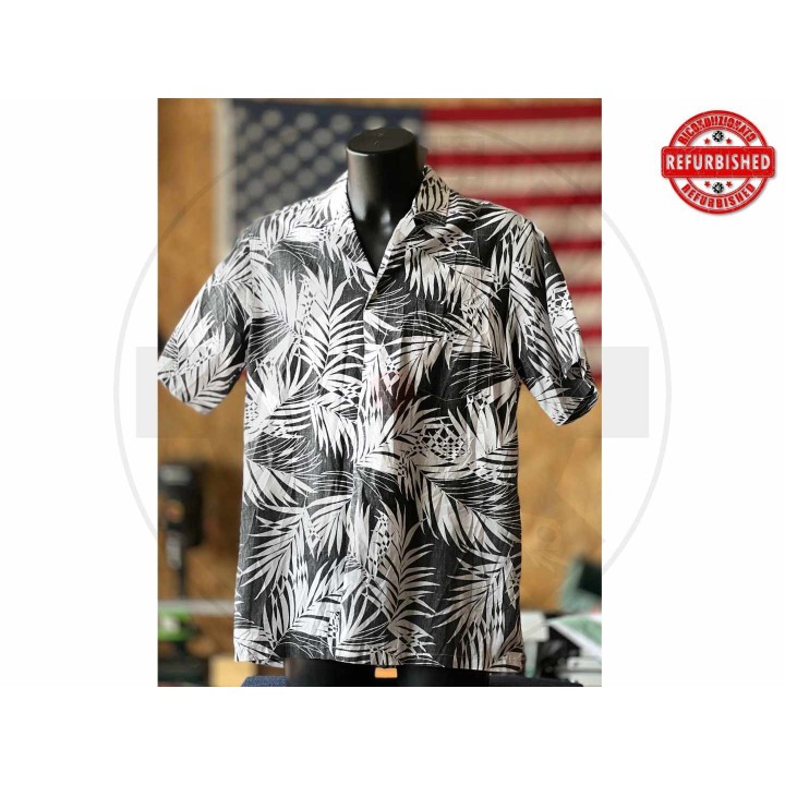 Camicia hawaiana foglie bianche e nere L USATO