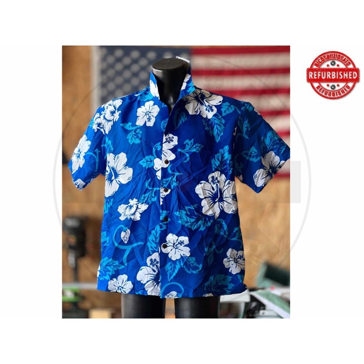 Camicia hawaiana hibiscus blu XL USATO