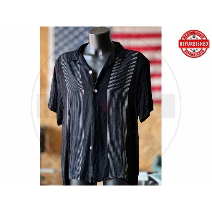 Camicia nera bowling righe verticali XXL USATO