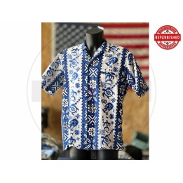Camicia hawaiana blu tribal Hawaii L USATO