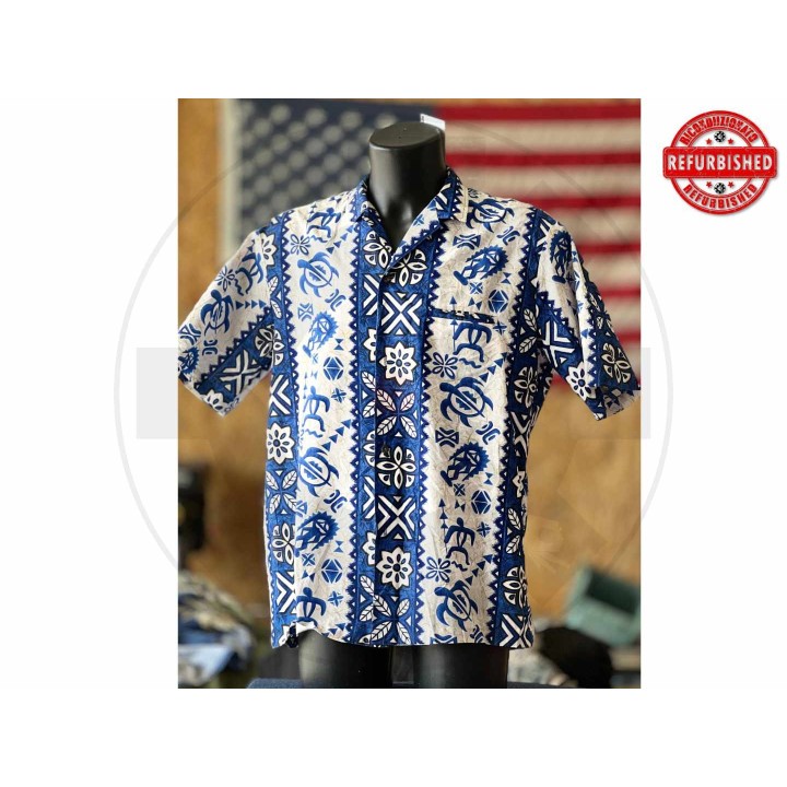 Camicia hawaiana blu tribal Hawaii L USATO