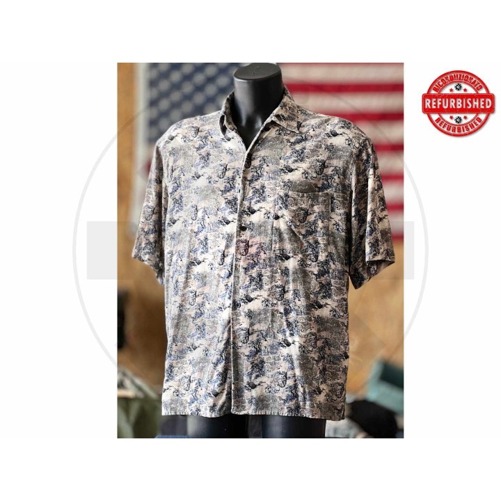 Camicia hawaiana seta beige blu XL USATO