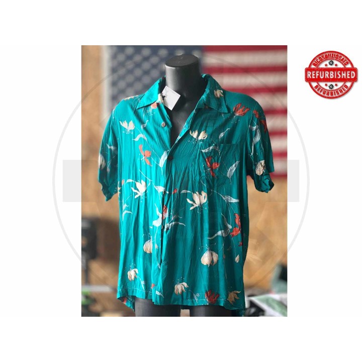 Camicia hawaiana fiori verde petrolio XL USATO